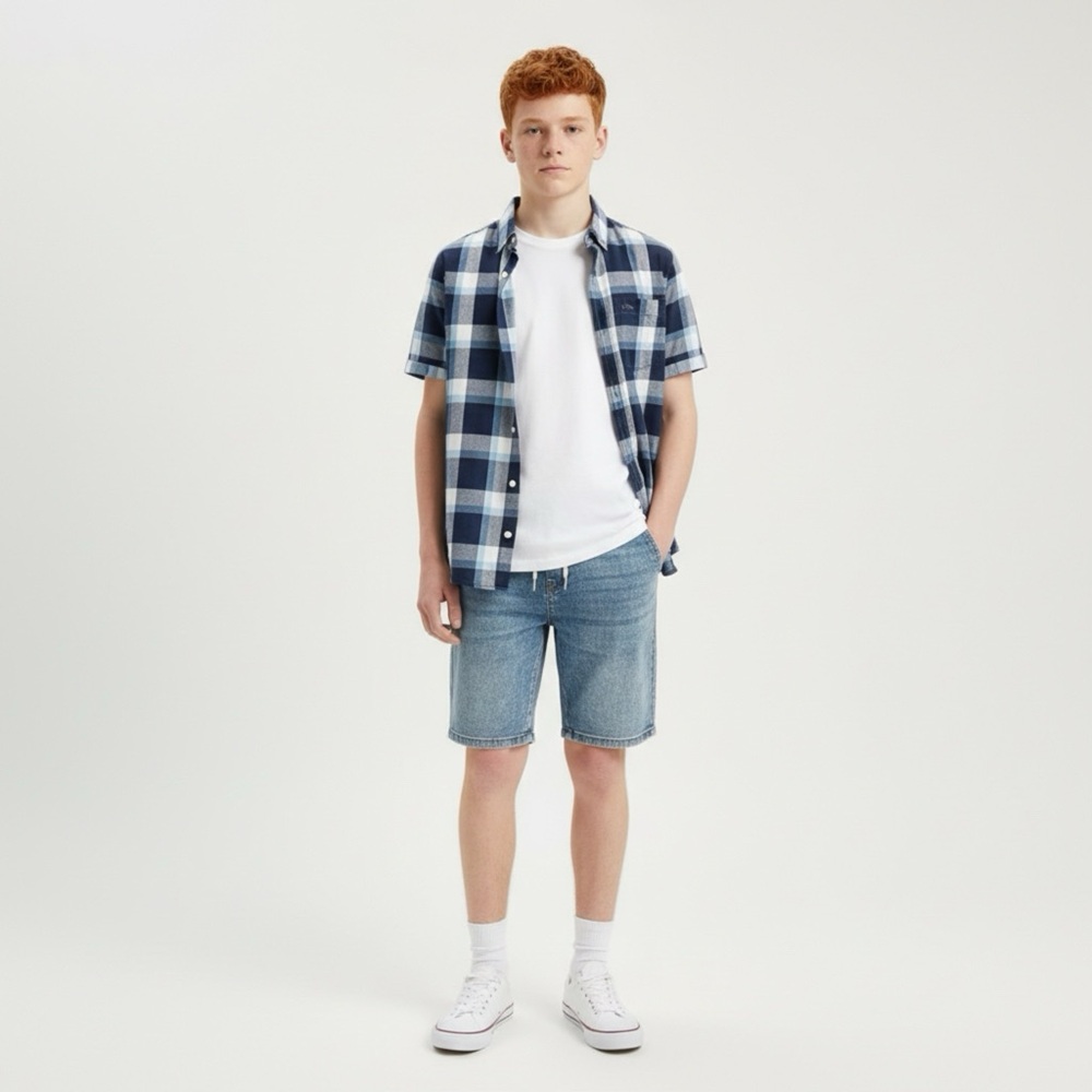 Cat & Jack Boys Denim Bermuda Shorts Size XL 14 Elastic Waist Drawstring
